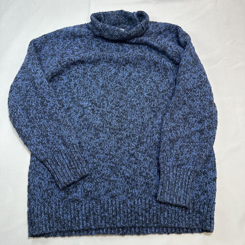L.L. Bean Sweater Womens L Blue Knit Rolled Neck Tight-Knit Casual Outdoor